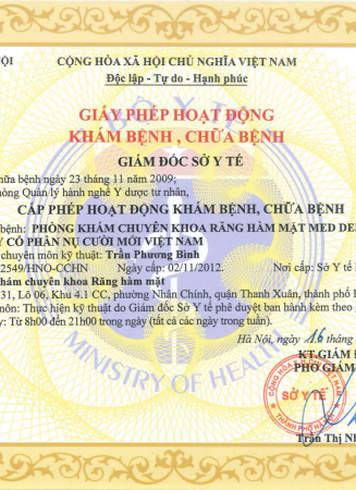 Giấy phép hoạt động cơ sở Lê Văn Lương 