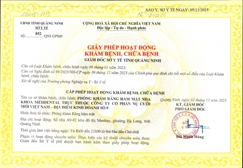 Giấy phép hoạt động cơ sở Monbay Quảng Ninh