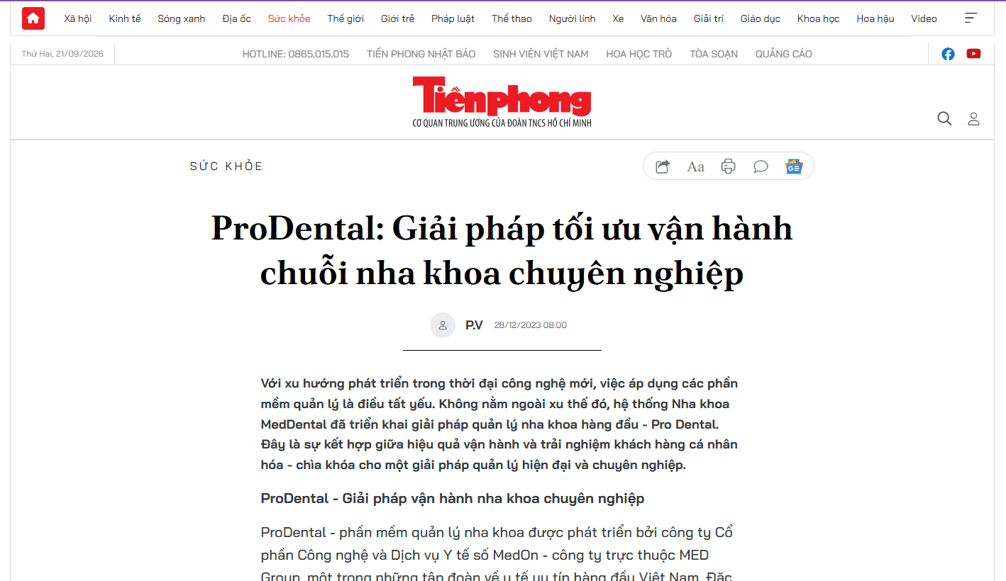 Hình minh họa giải pháp quản lý chuỗi nha khoa ProDental